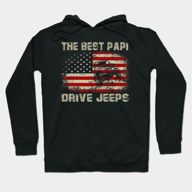 The Best Papi Drive Jeeps American Flag Jeep Hoodie by Jane Sky